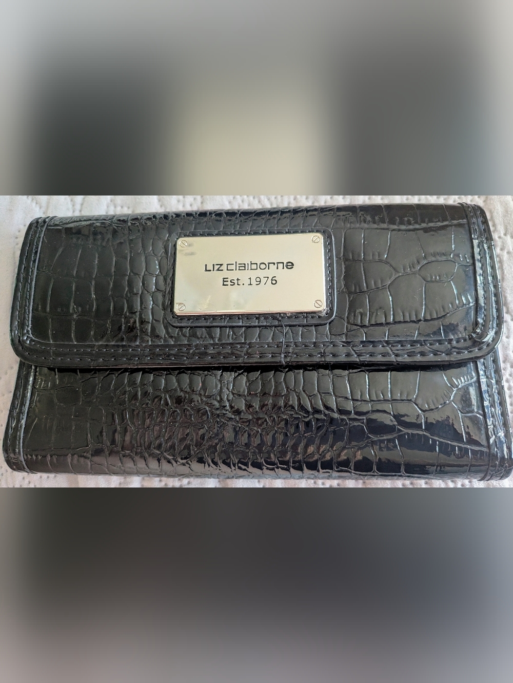 Liz Claiborne Black Croc-Embossed Women's Clutch, Beautiful😍